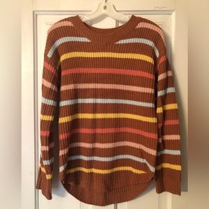 SO Brand from Kohl’s Brown Multi Colored striped sweater.
